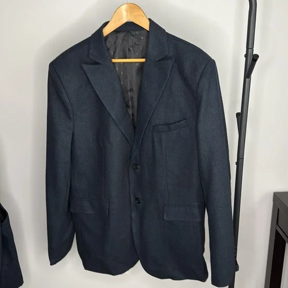 Men's Tweed Herringbone Wedding Suit Prom Tuxedo  3 Piece Peak Lapel Size 44R - Picture 2 of 12